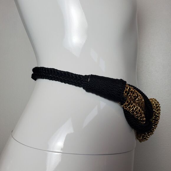 Vintage 80s Black and Gold Rope Belt main image 7